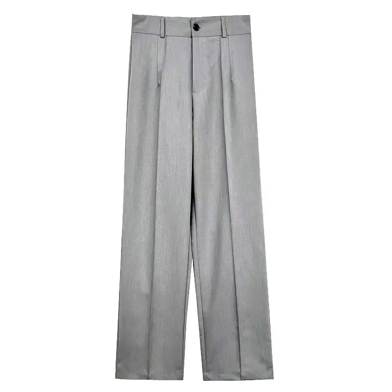 Women’s High-Waist Straight-Leg Trousers – Vintage Office Pants with Zipper Fly | Chic Casual Workwear