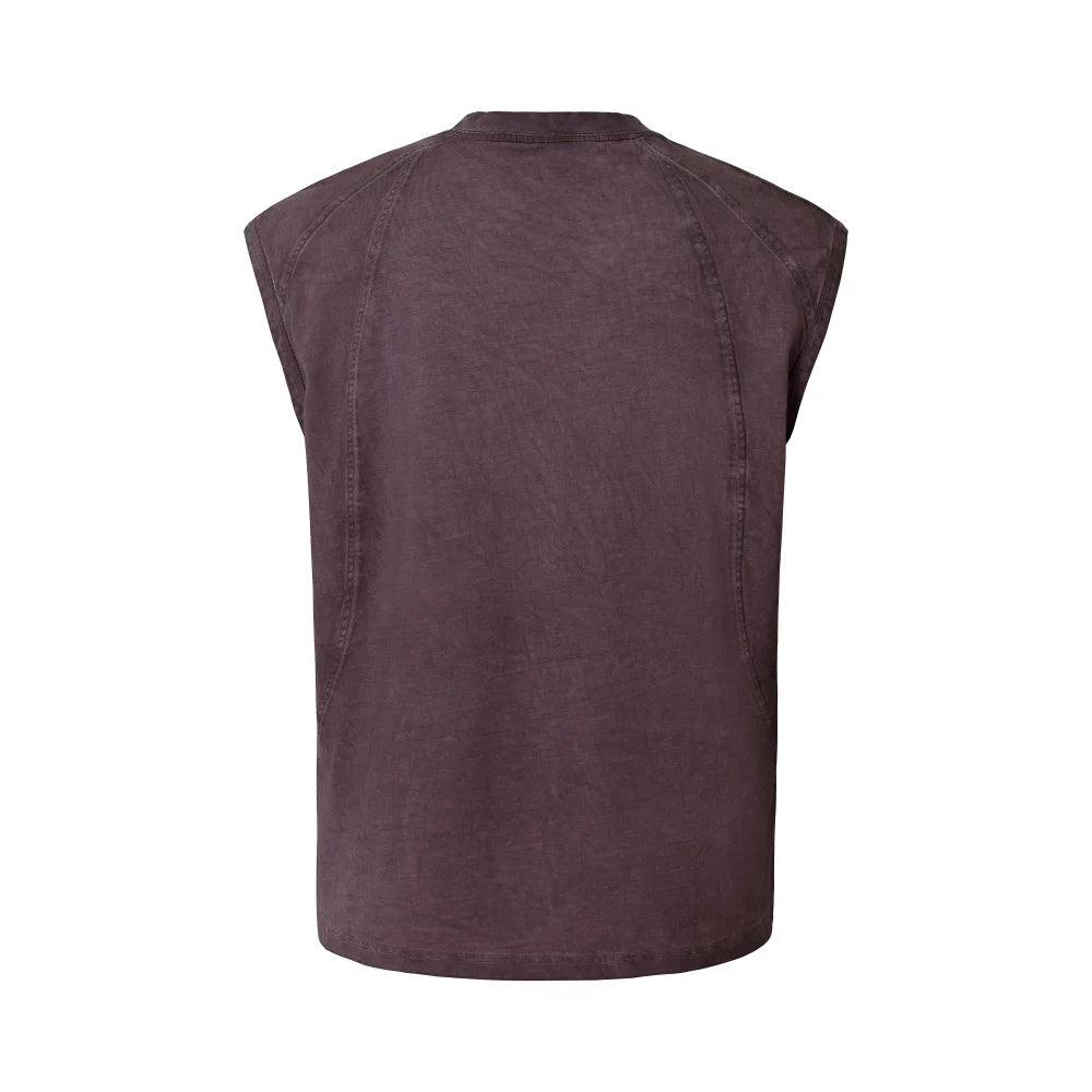 Men’s Washed Embroidered Tank Top – Distressed Sleeveless Crew Neck | Relaxed Summer Casual Streetwear