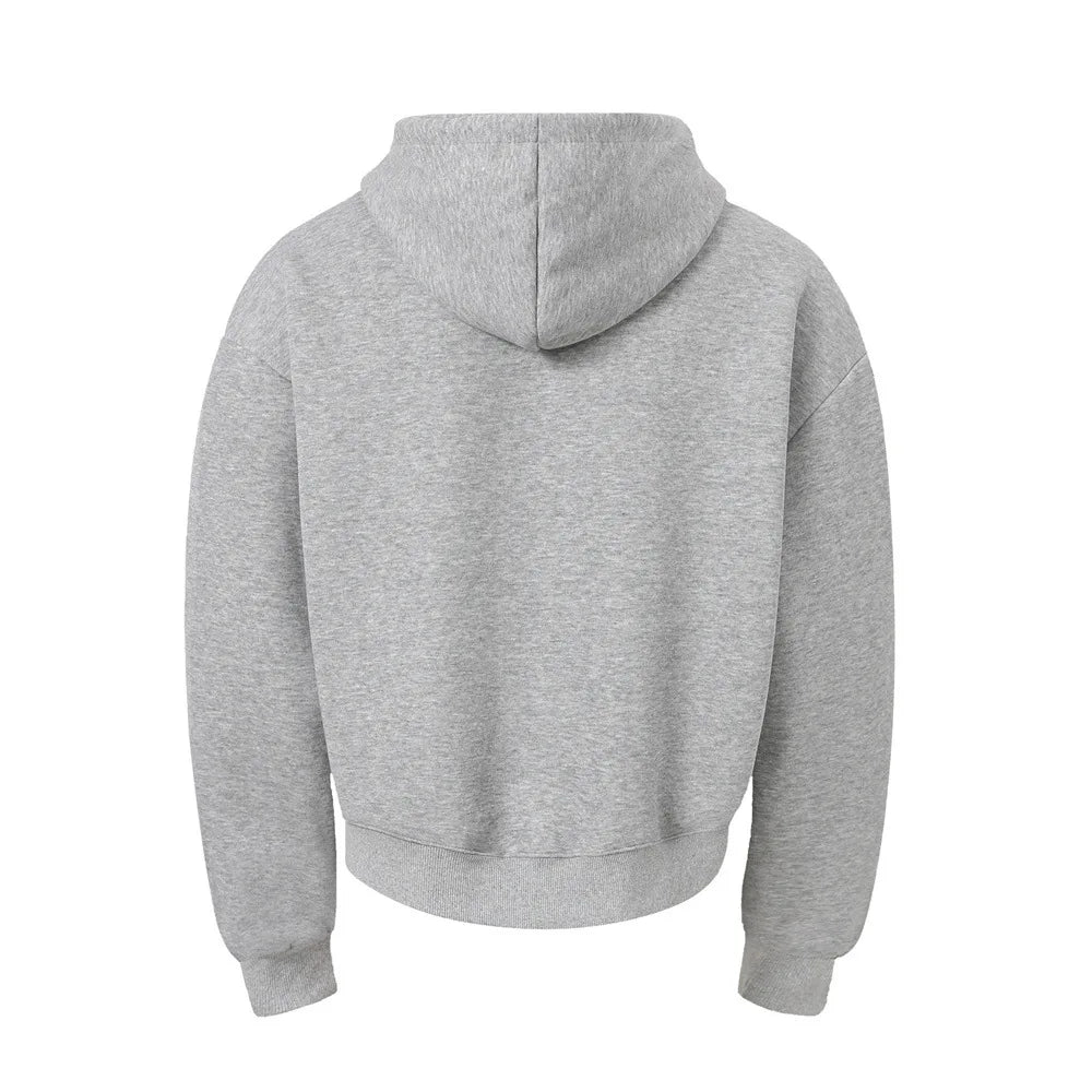 Men’s Studded Hooded Cardigan Sweatshirt – Loose-Fit Streetwear Jacket, Trendy Sporty Casual Top