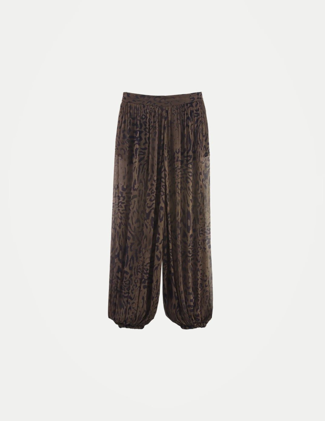 Women’s Animal Print Wide-Leg Pleated Pants – Baggy Trousers