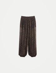Women’s Animal Print Wide-Leg Pleated Pants – Baggy Trousers
