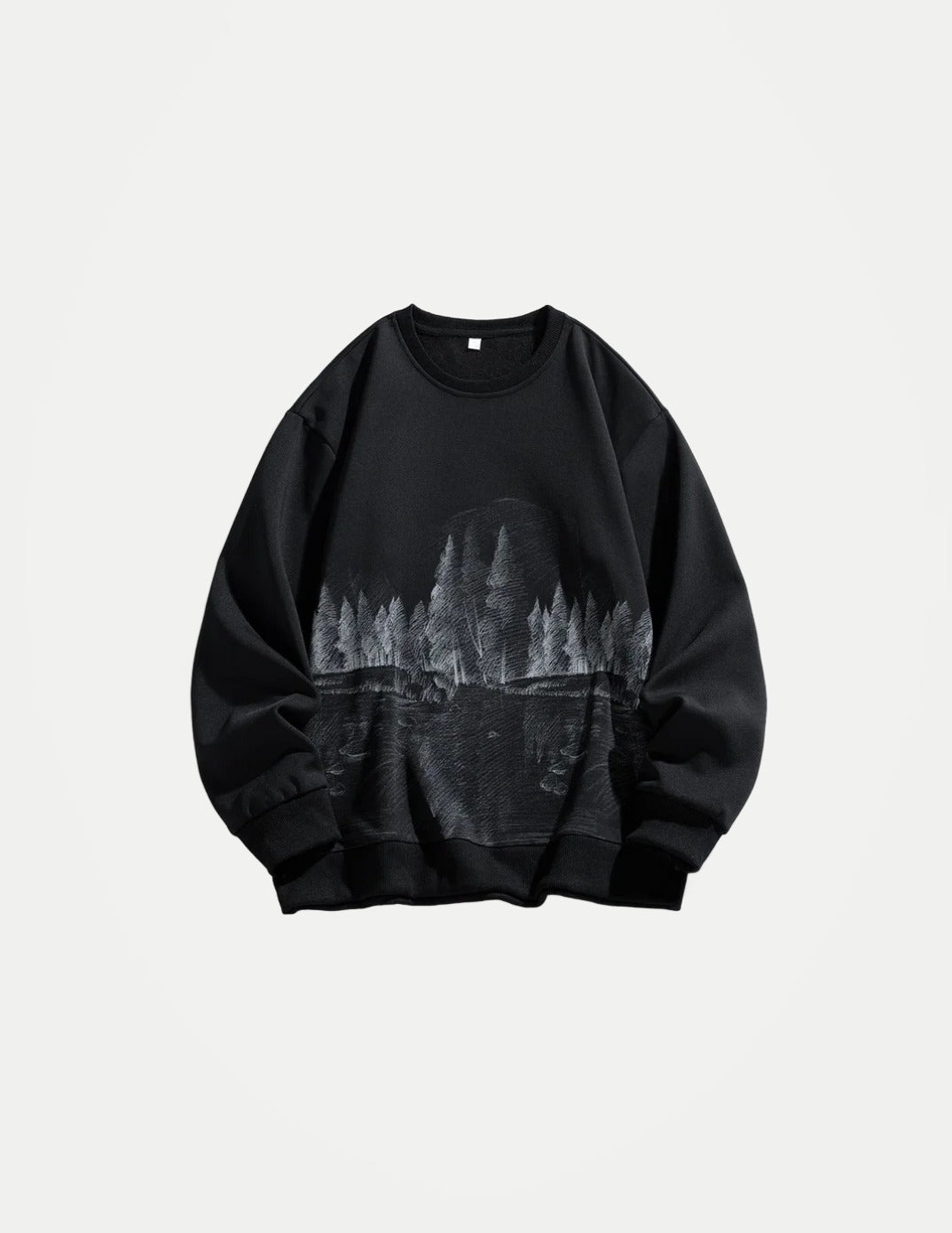 Men’s Loose-Fit Sweatshirt – Round Neck Rabbit Fur Blend Base Layer, Comfortable Autumn Casual Top