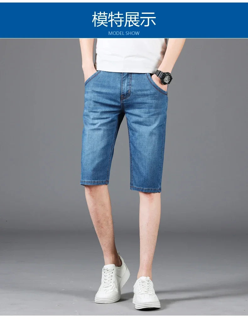 Men's Casual Knee-Length Denim Shorts – Loose Multi-Pocket Straight-Cut Summer Jorts