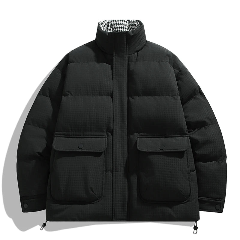 Men’s Winter Cotton Parka Jacket – Warm Windproof Solid Color Casual Coat, Cold-Weather Outdoor Outerwear