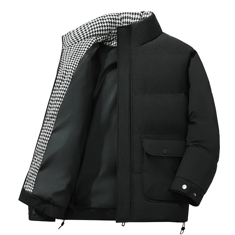 Men’s Winter Cotton Parka Jacket – Warm Windproof Solid Color Casual Coat, Cold-Weather Outdoor Outerwear