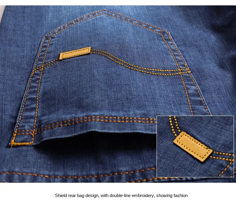 Men's Casual Knee-Length Denim Shorts – Loose Multi-Pocket Straight-Cut Summer Jorts