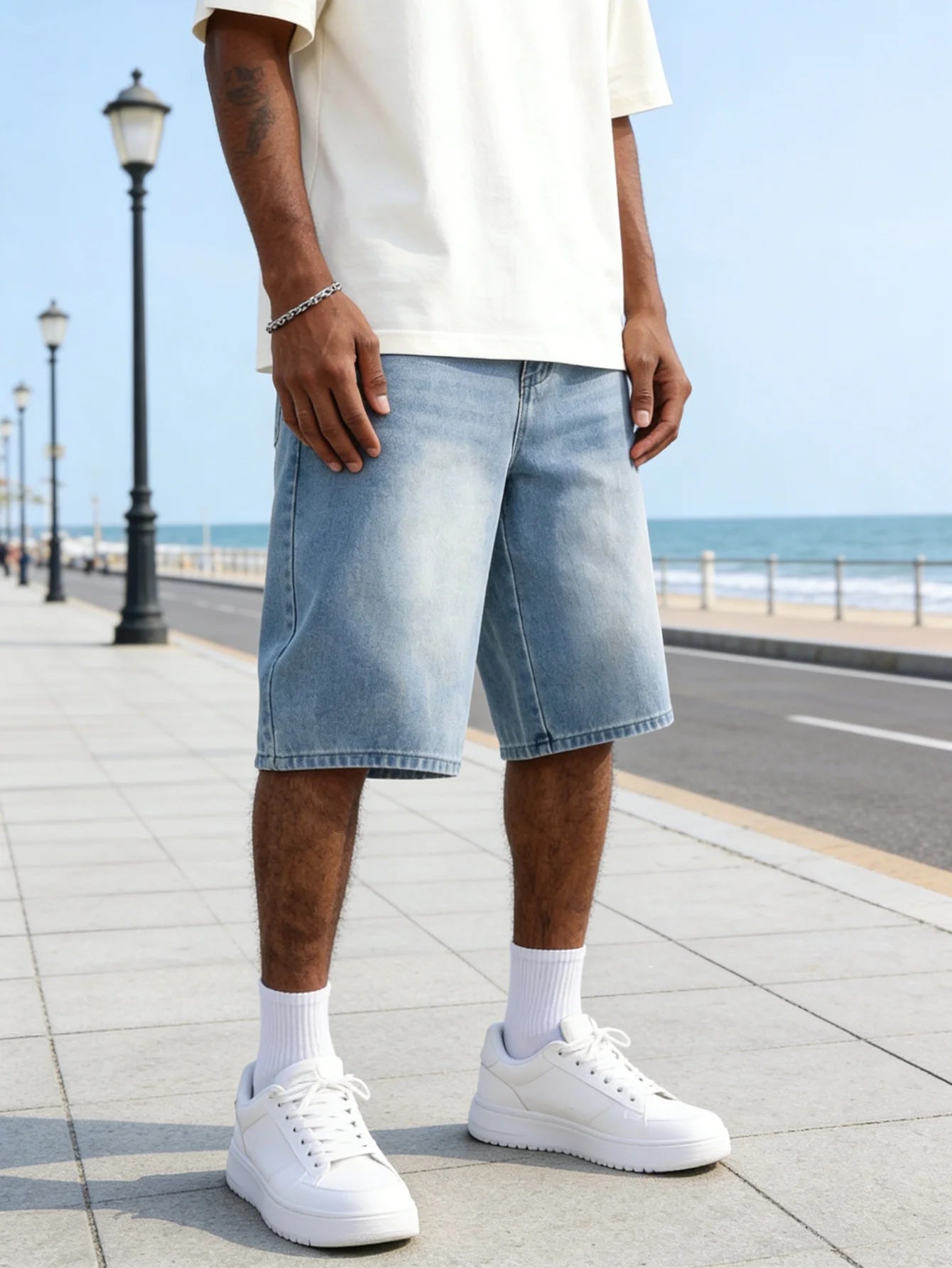 Men's Summer Loose Blue Denim Shorts – Casual Lightweight Jorts