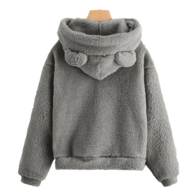 Women’s Rabbit Ear Hoodie – Cute Plush Warm Sweatshirt | Autumn & Winter