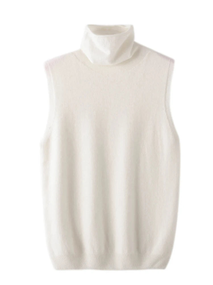 Women’s Merino Wool Turtleneck Knit Vest – Sleeveless Sweater