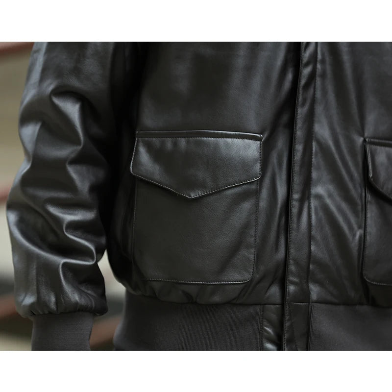 Men’s PU Leather Bomber Jacket – Vintage Aviator Flight Coat | Winter Padded Motorcycle & Military-Inspired Outerwear