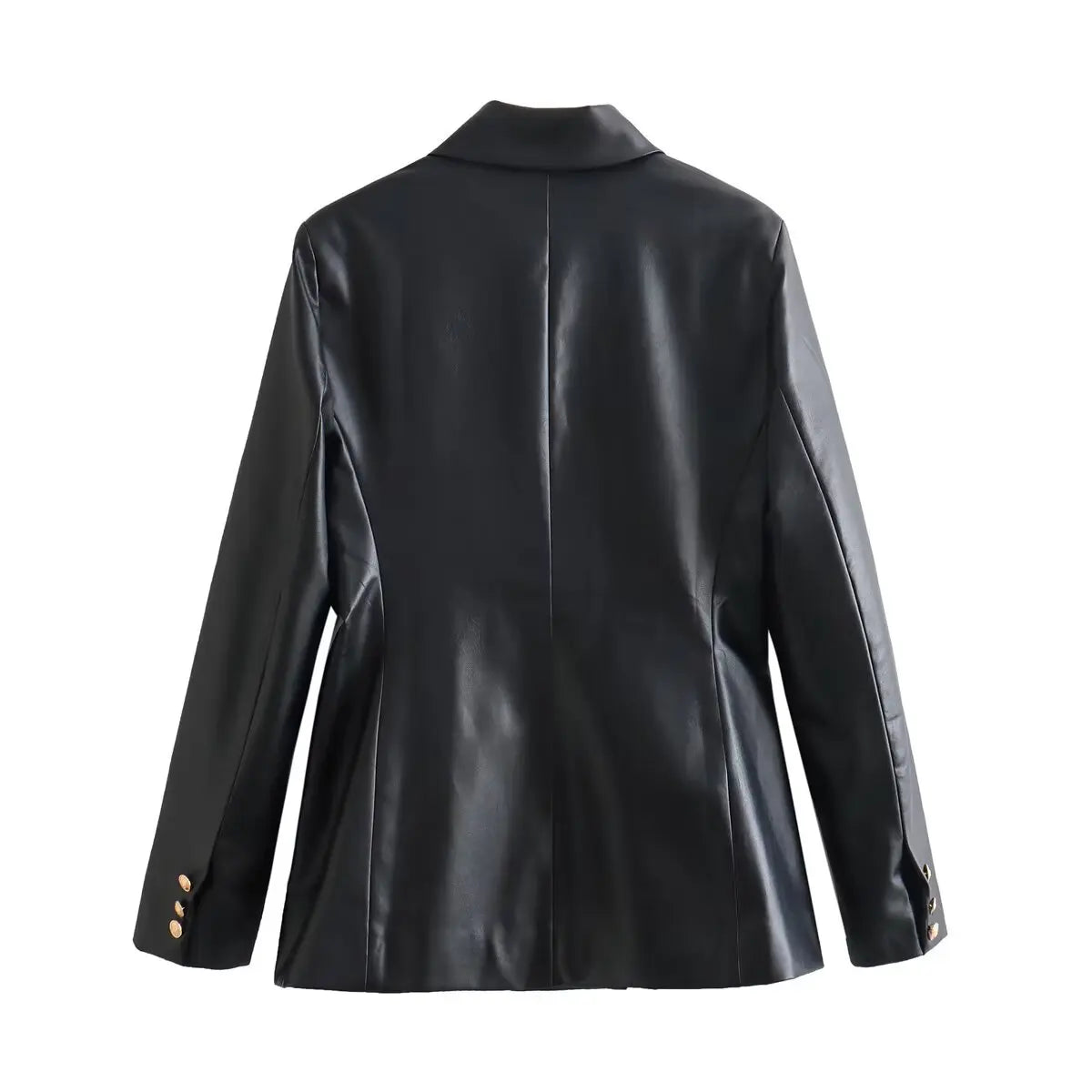 Women’s Premium Leather-Look Blazer – Elegant Long-Sleeve Suit Jacket | Versatile Autumn Fashion