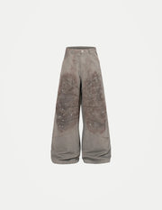 Men’s Vintage Baggy Jeans – Pleated Patchwork Wide-Leg Denim Pants | Harajuku Hip-Hop Streetwear