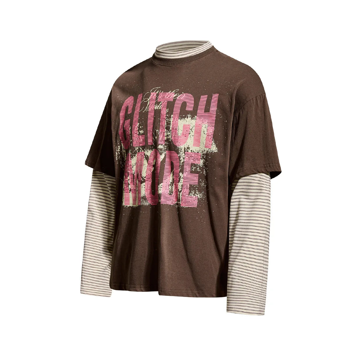 Unisex Vintage Layered T-Shirt – Loose Fit Fake Two-Piece Long Sleeve Streetwear Top