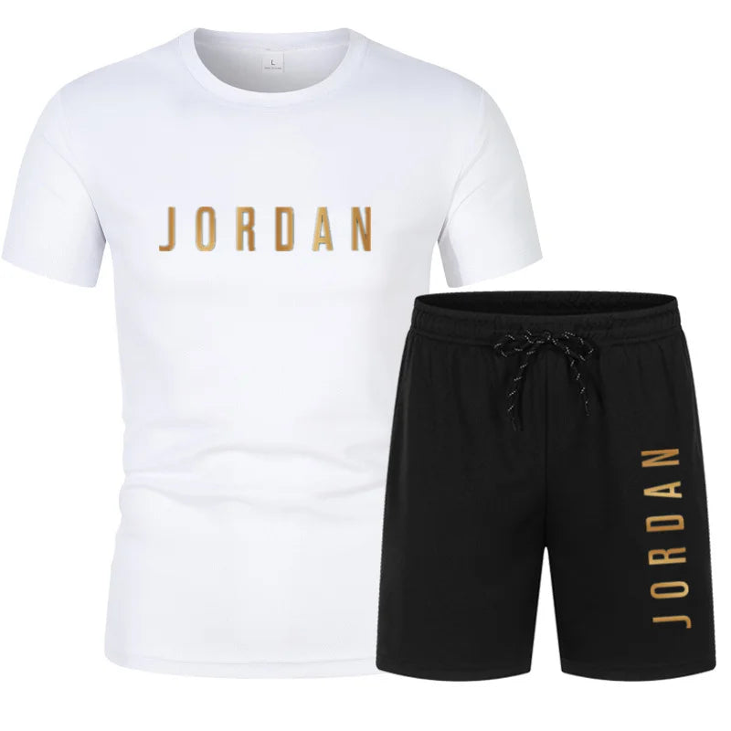 Summer Youth Men's Short sleeved T-shirt+Shorts Casual Sports Two Piece Set