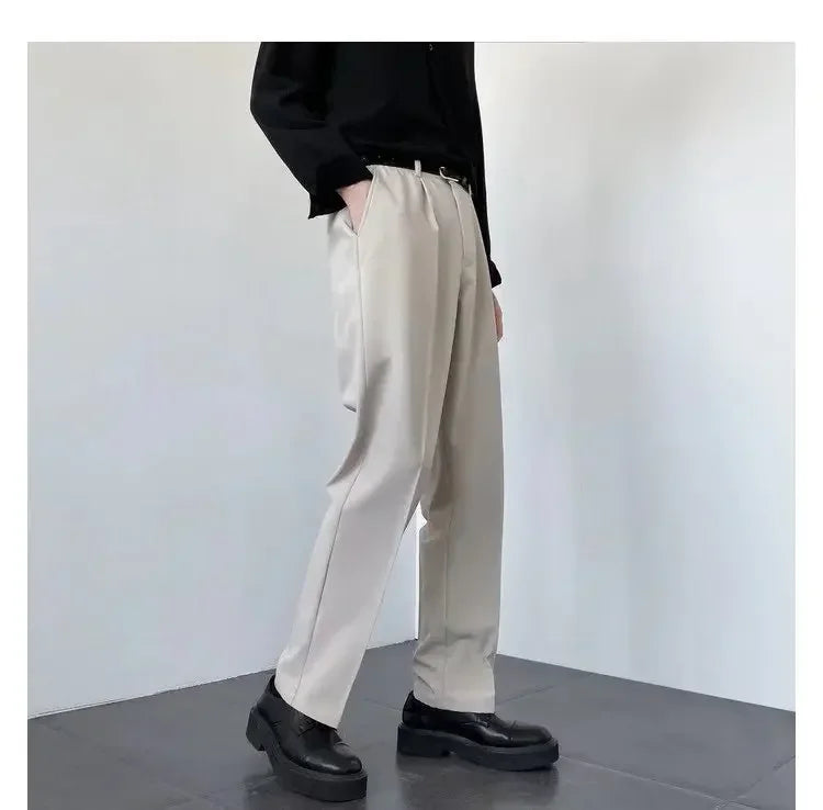 Men's Korean Drape Straight Casual Trousers – Loose Fit Smart-Casual Street Suit Pants