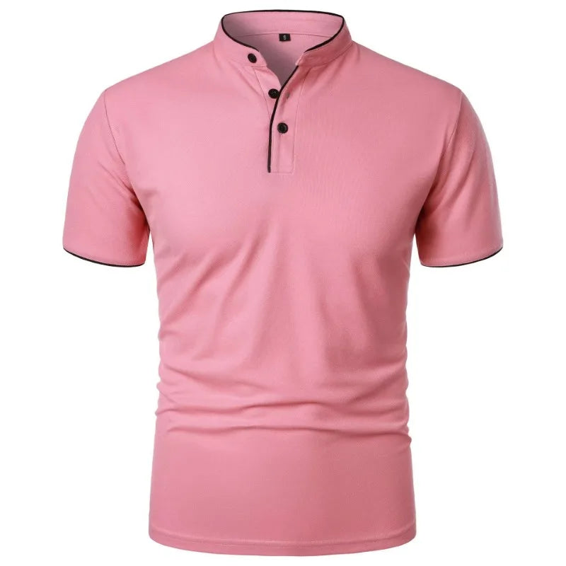 Men’s Casual Polo Shirt – Short Sleeve Solid Color Oversized Top | Breathable Relaxed Summer Streetwear