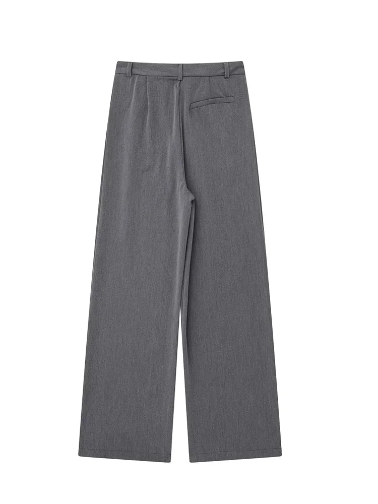 Willshela Women’s High-Waist Pants – Front Zipper Straight-Leg Trousers