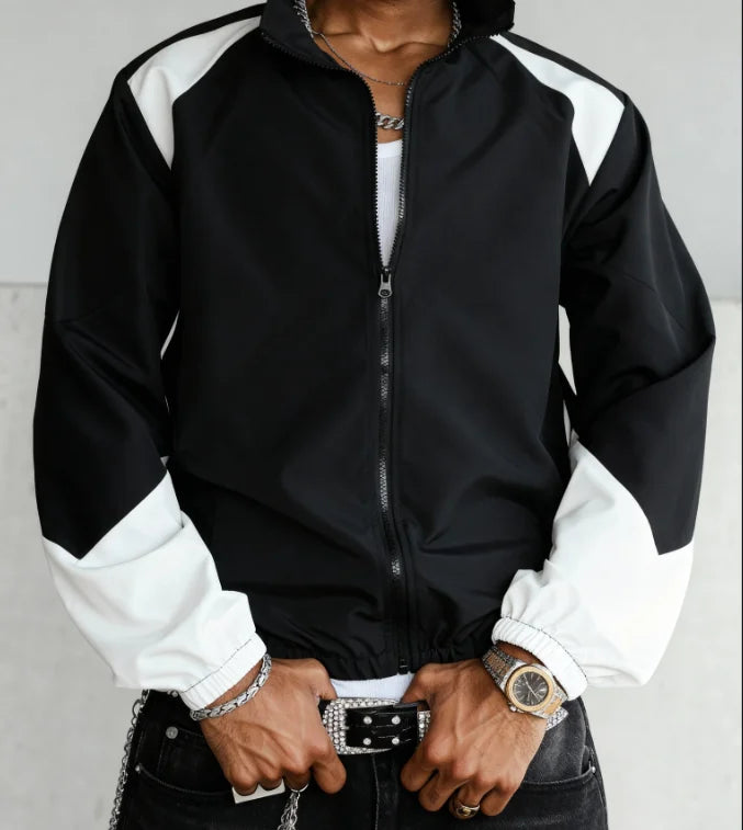 Men's Colour-Block Windproof Jacket – Lightweight Wear-Resistant Casual Travel Coat