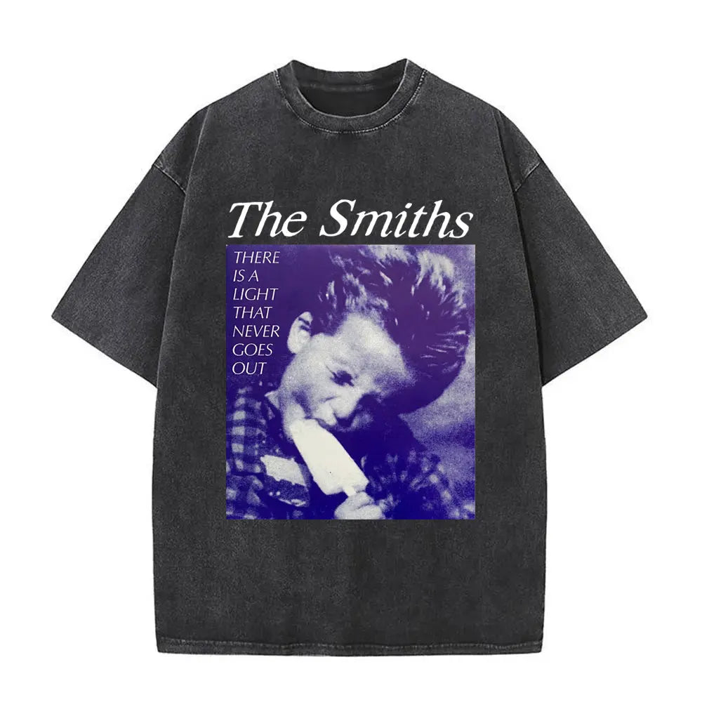 Unisex The Smiths Graphic T-Shirt – Funny Cat Retro Washed Tee | 1980s Indie Rock Vintage Streetwear