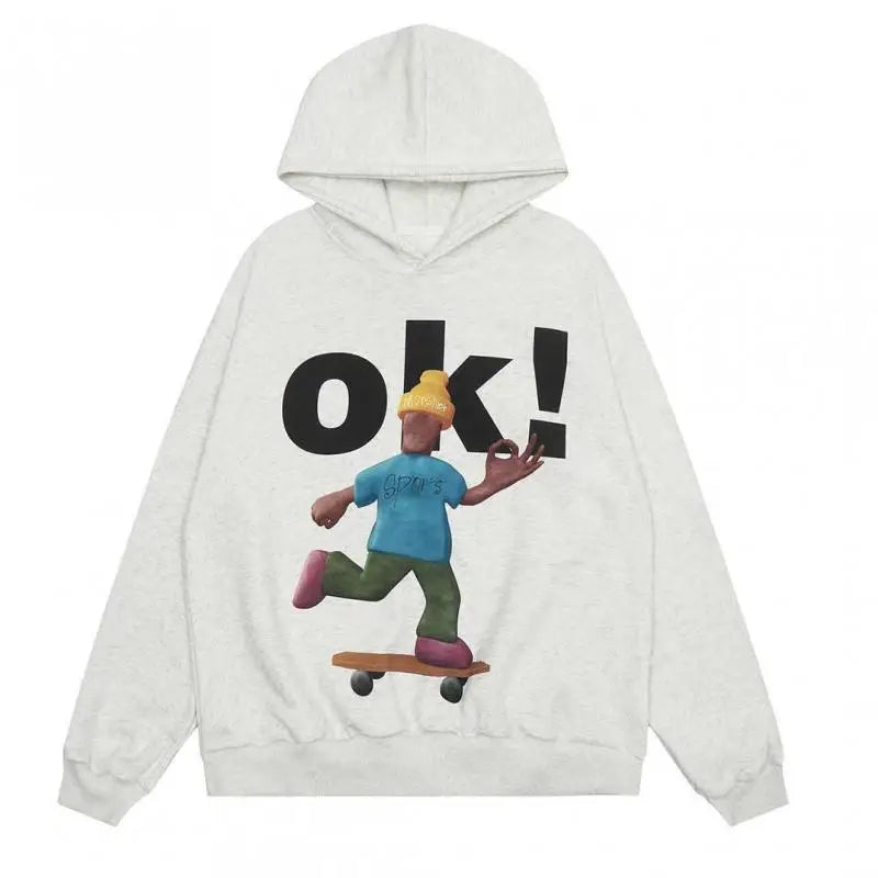 Tawaaiw Cartoon Print Hooded Hoodie – Women’s Streetwear Collection