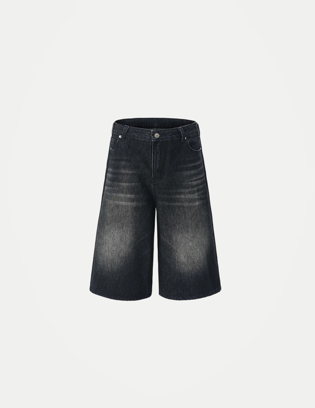 Men’s Lightning Crack Denim Shorts – Loose Wide-Leg Cropped Jeans | American Streetwear Casual Pants