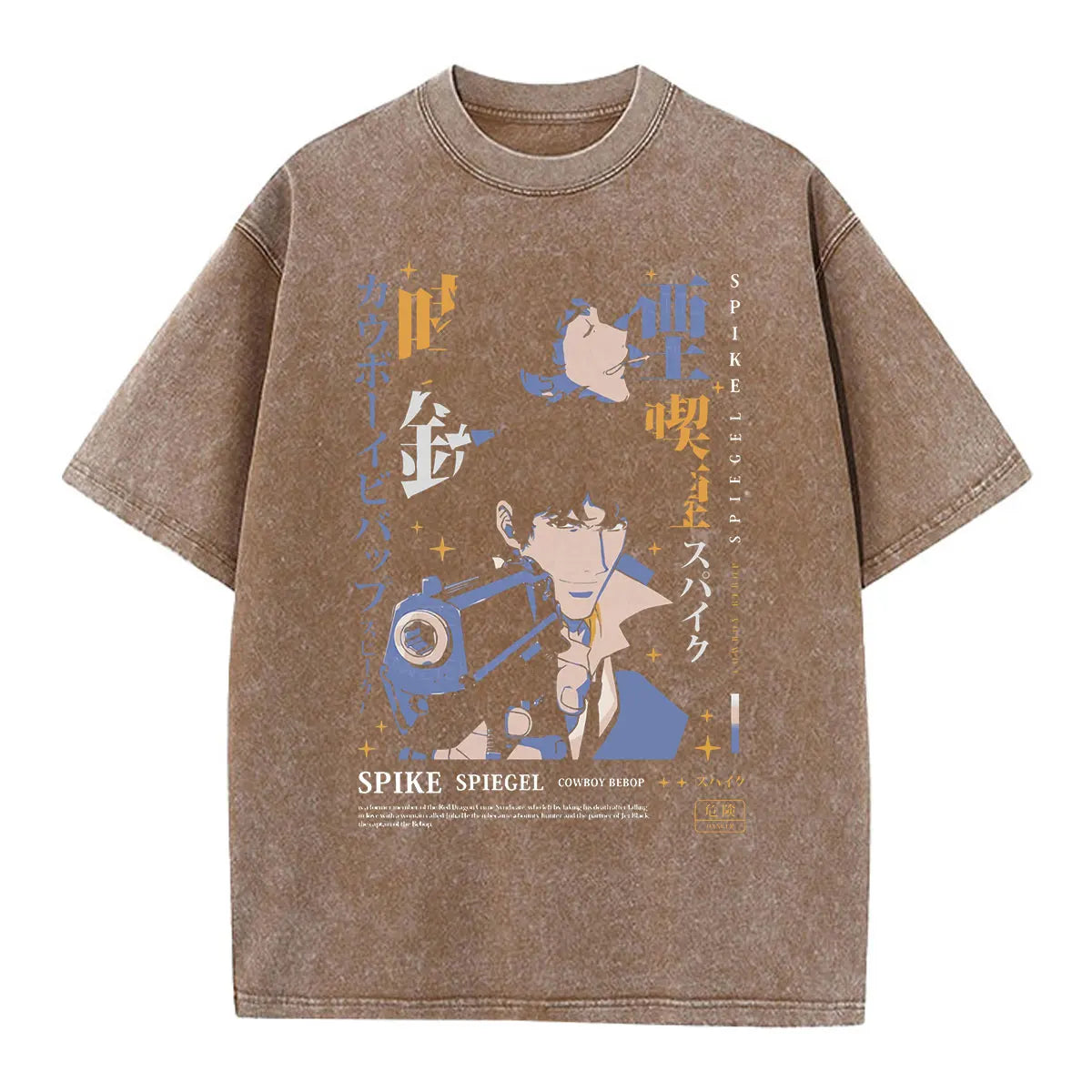 Unisex Spike Spiegel Graphic T-Shirt – Vintage Washed Oversized Tee | Retro Anime Streetwear Short-Sleeve Top