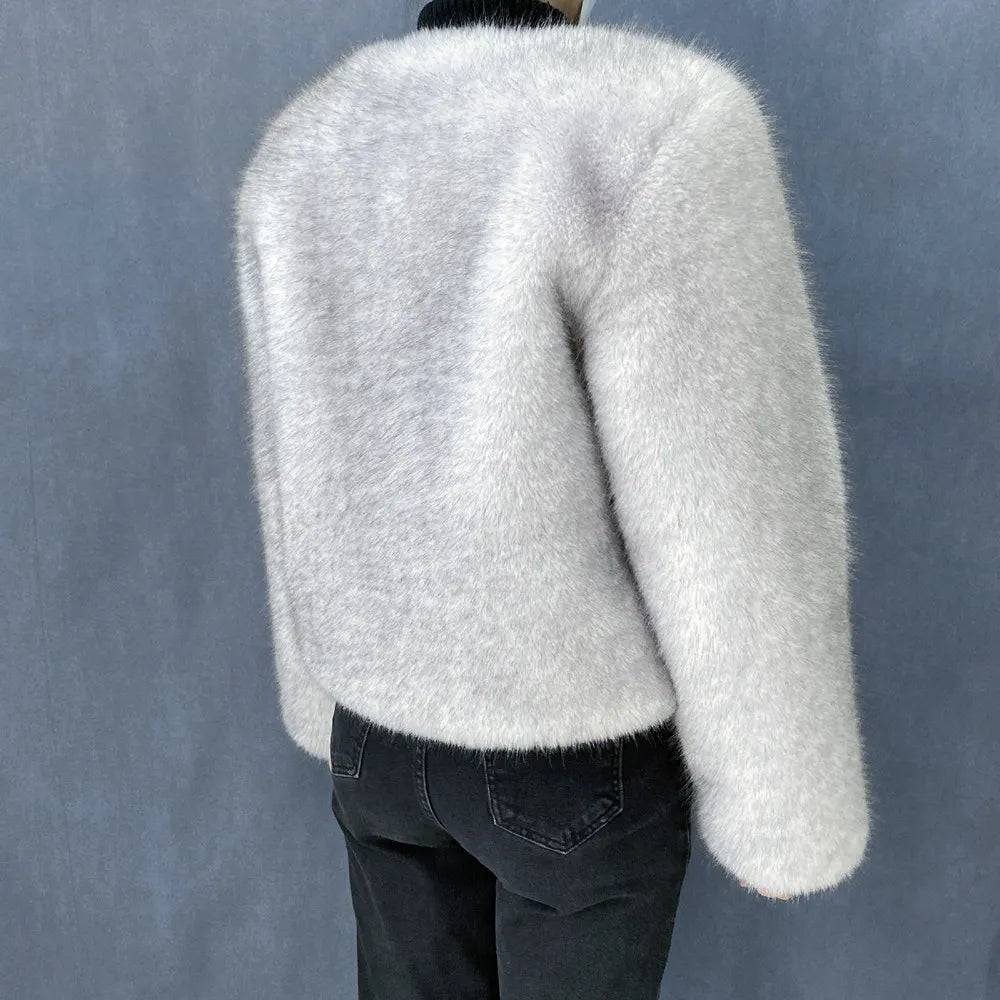 Women’s Luxury Faux Fur Jacket – Fluffy Short Winter Coat, Chic Street Fashion Outerwear