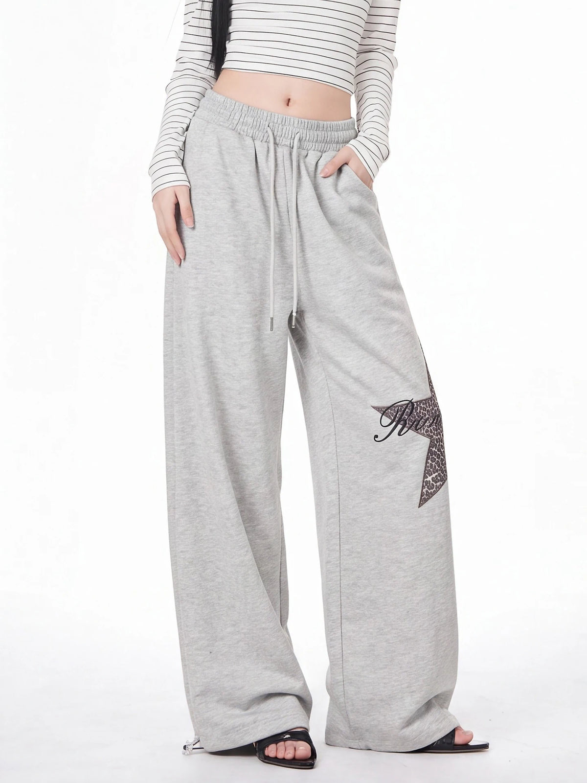 Women’s Embroidered Wide-Leg Pants – Loose Straight-Leg Trousers | American High-Street Casual Style