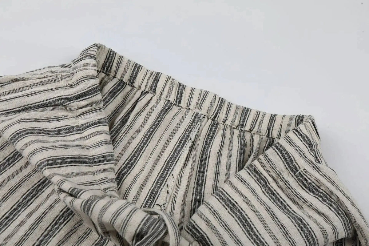 IEFB Men’s Textured Wide-Leg Trousers – Relaxed Striped Drapey Casual Pants | High-Street Style