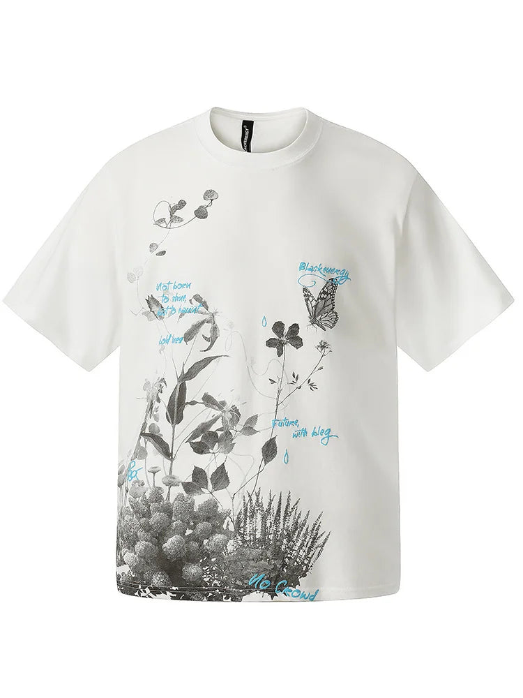 Unisex Floral Print T-Shirt – Loose Fit Cotton Casual Short Sleeve Top