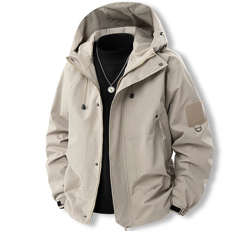 Men’s Outdoor Hooded Jacket – Waterproof Hiking & Camping Windbreaker