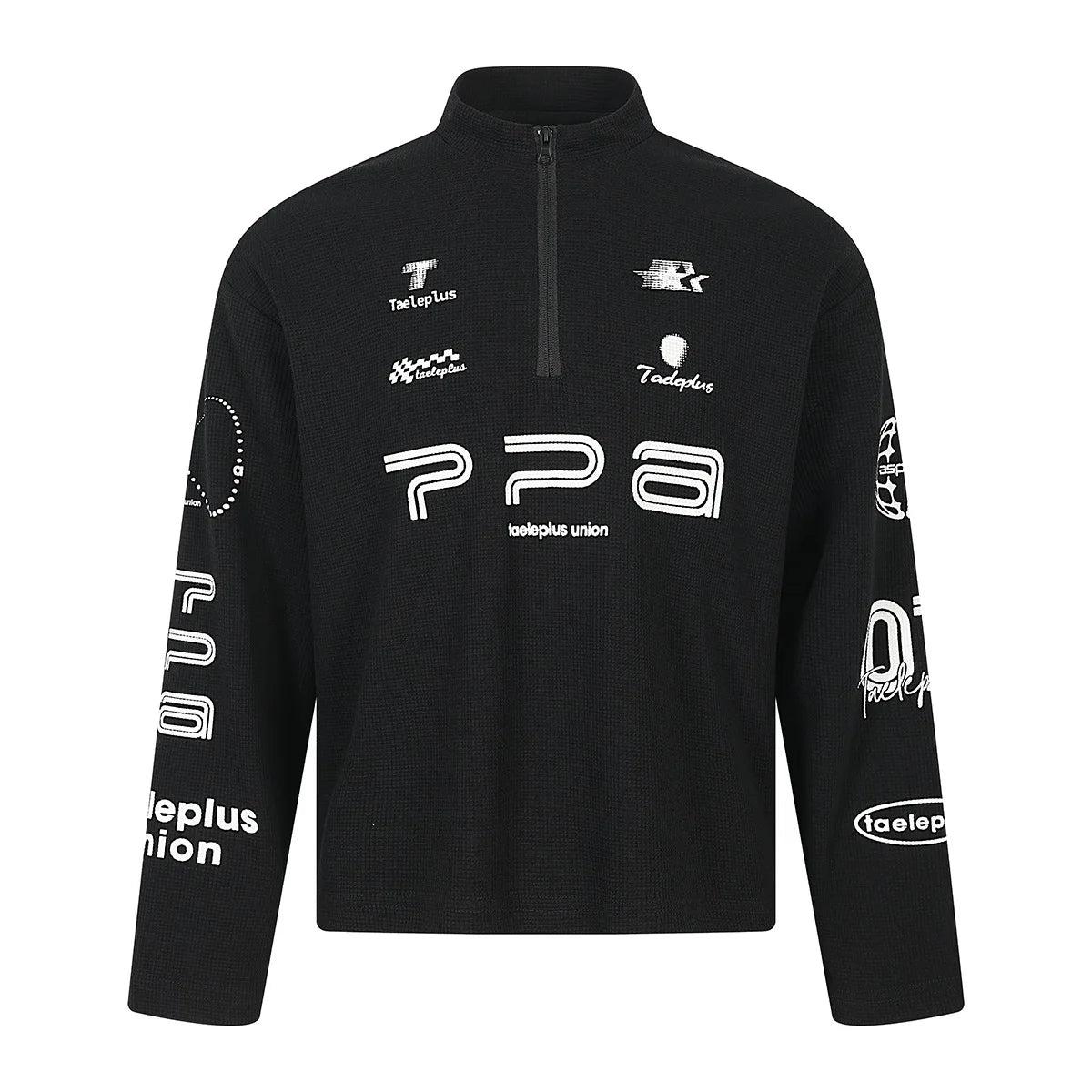 Unisex Waffle Pattern Long Sleeve T-Shirt – Half High Collar Printed Casual Sportswear, Fall 2026