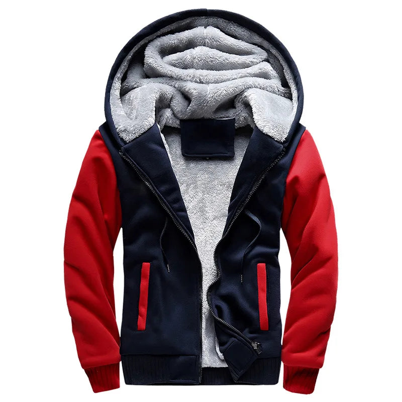 Men’s Winter Fleece Hoodie Jacket – Thick Warm Zipper Coat