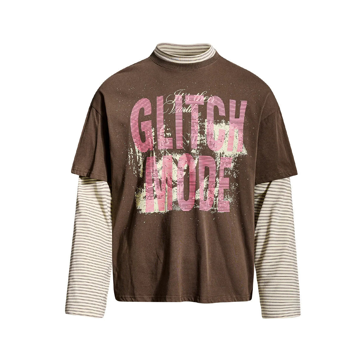 Unisex Vintage Layered T-Shirt – Loose Fit Fake Two-Piece Long Sleeve Streetwear Top