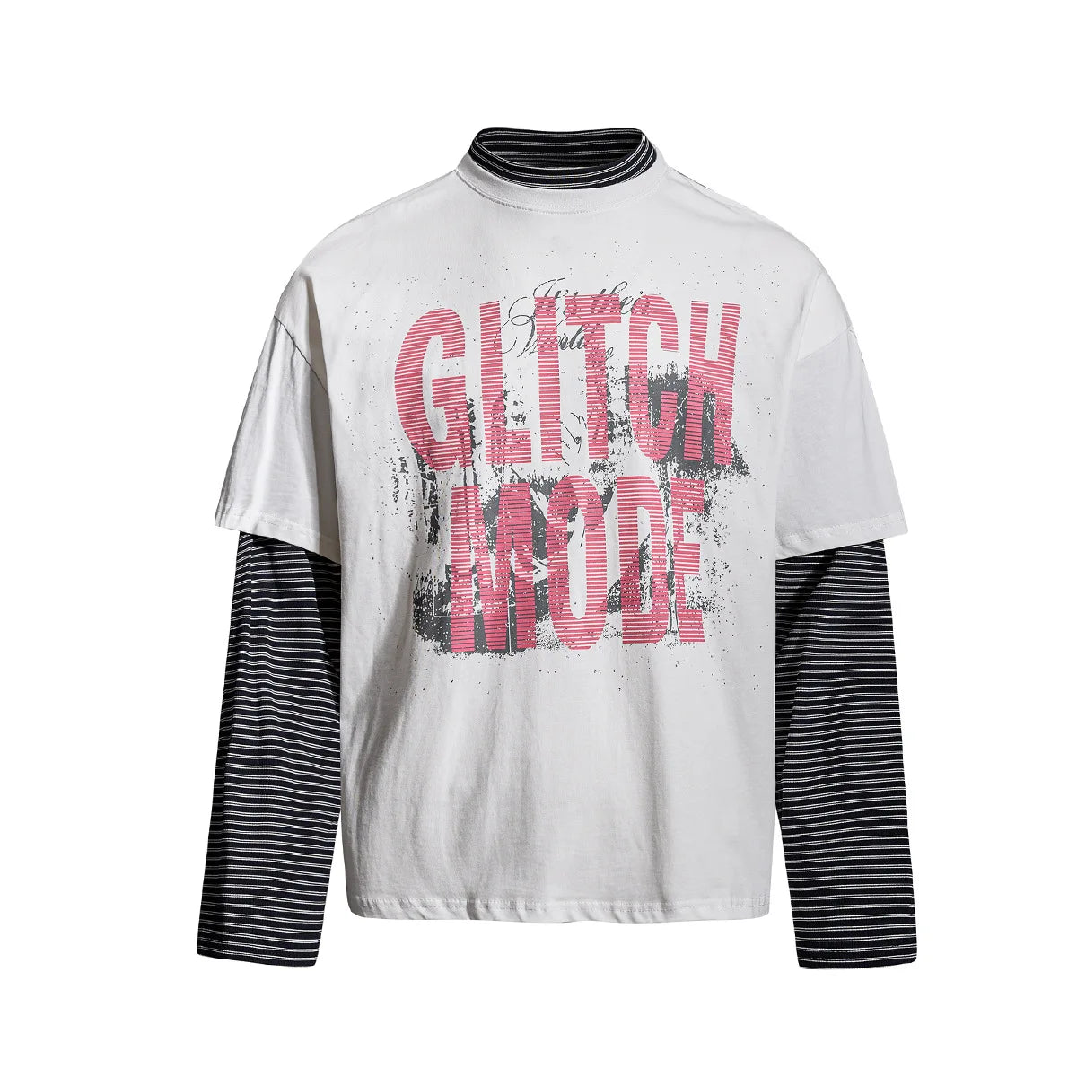 Unisex Vintage Layered T-Shirt – Loose Fit Fake Two-Piece Long Sleeve Streetwear Top