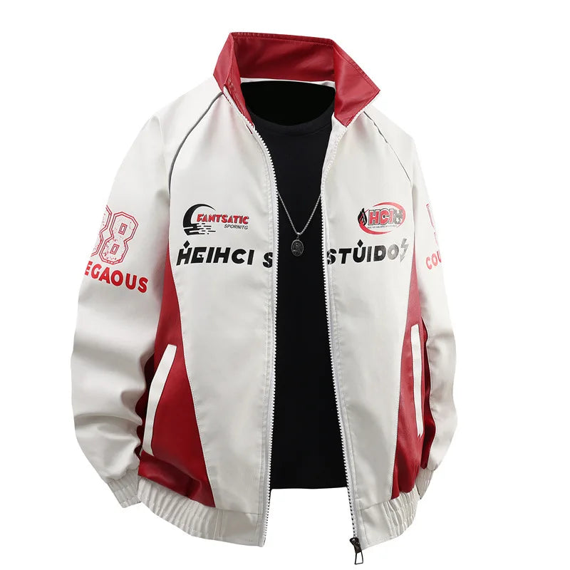 Men’s Retro PU Leather Jacket – Loose Fit Motorcycle Style Casual Jacket