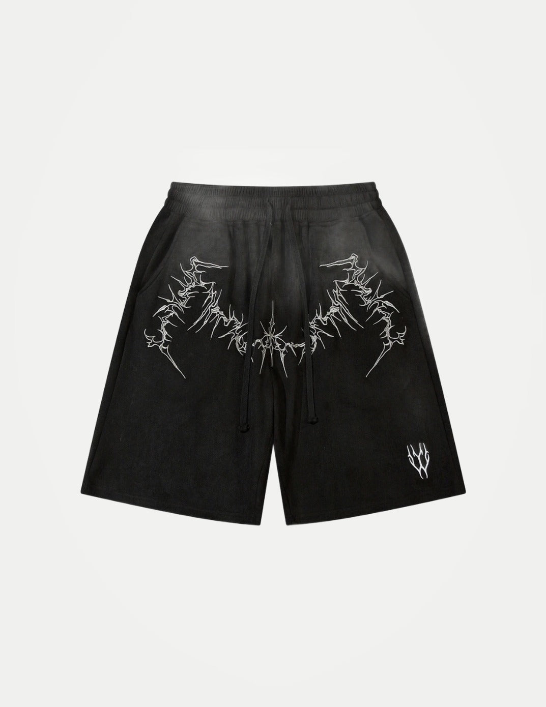 Men’s Suede Knee-Length Shorts – Casual Harajuku Hip Hop Streetwear, Baggy Summer Shorts with Thorn Embroidery