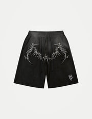 Men’s Suede Knee-Length Shorts – Casual Harajuku Hip Hop Streetwear, Baggy Summer Shorts with Thorn Embroidery