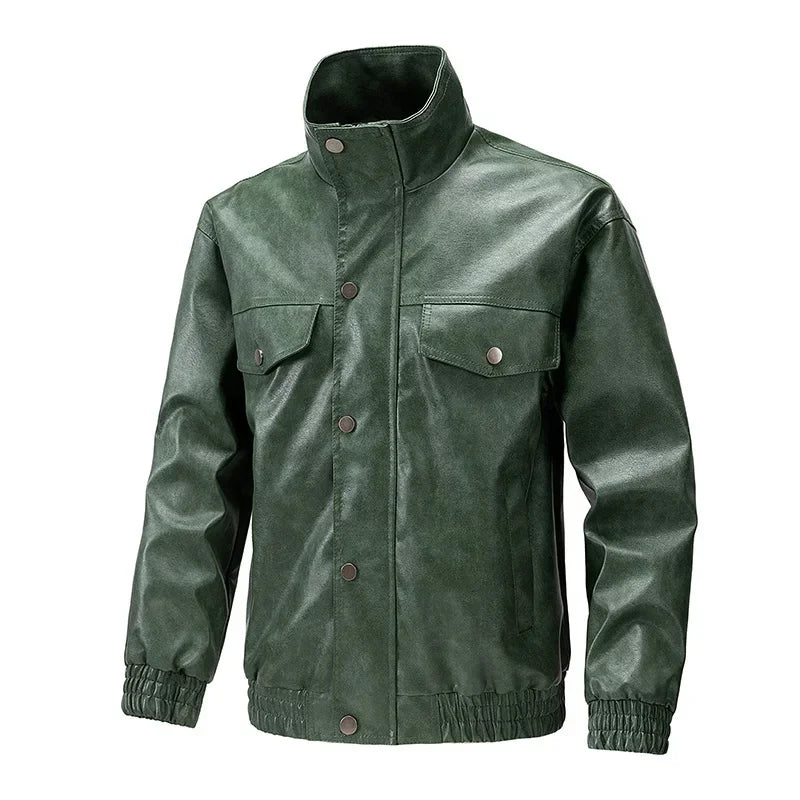 Men’s Retro PU Leather Jacket – High Street Motorcycle-Inspired Coat, Trendy Winter Casual Outerwear