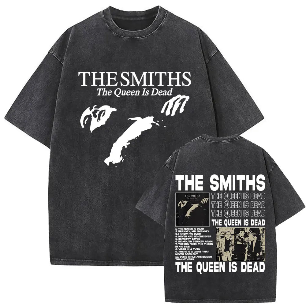 Unisex The Smiths Graphic T-Shirt – Funny Cat Retro Washed Tee | 1980s Indie Rock Vintage Streetwear