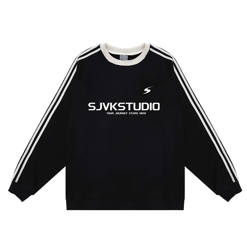 Men’s Plus Size Round-Neck Sweatshirt – American Style Casual Winter Outerwear