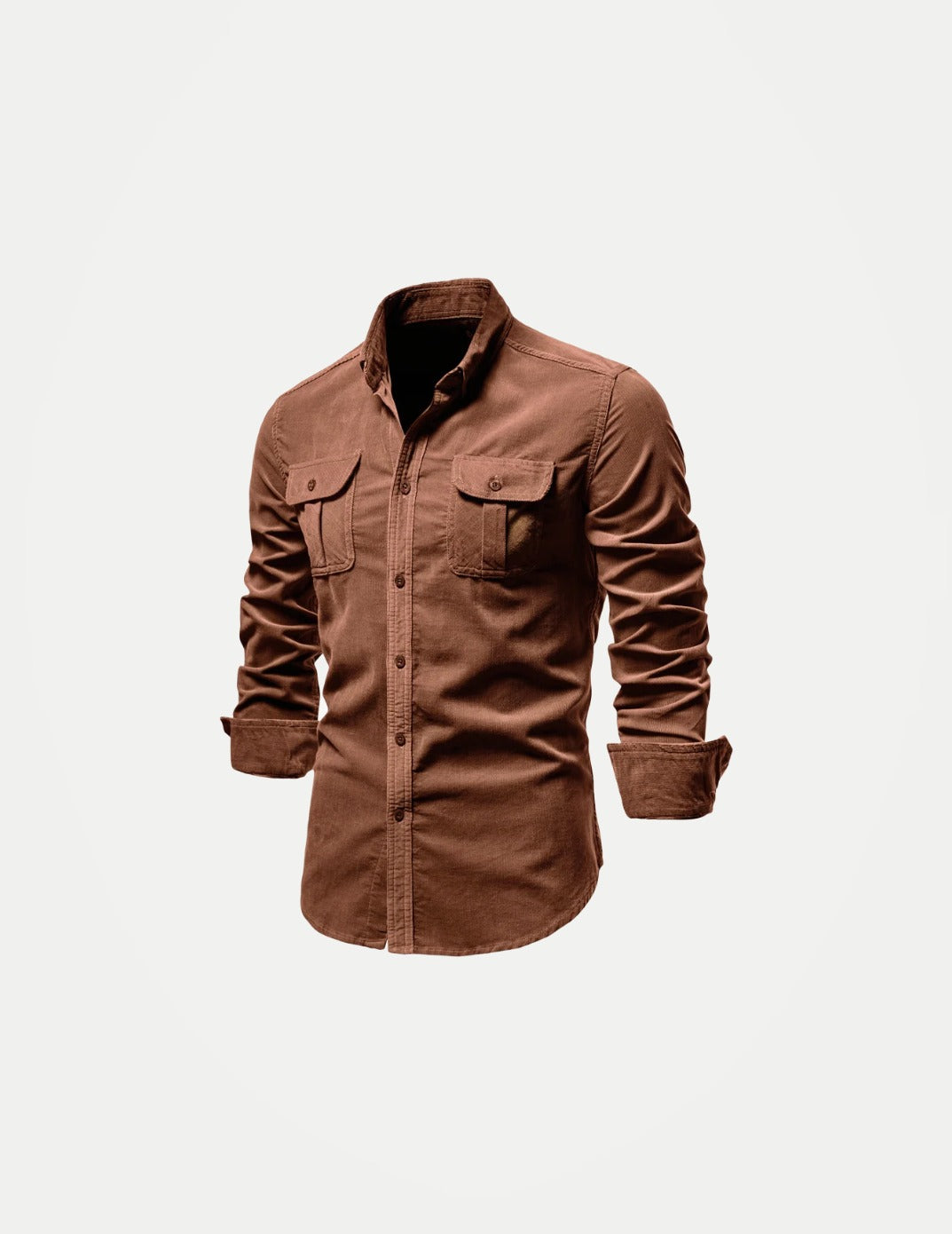 Men’s 100% Cotton Corduroy Shirt – Slim Fit Single-Breasted Casual Shirt