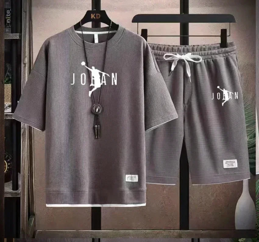 Men's Summer 2-Piece Suit – T-Shirt & Blazer Shorts Set