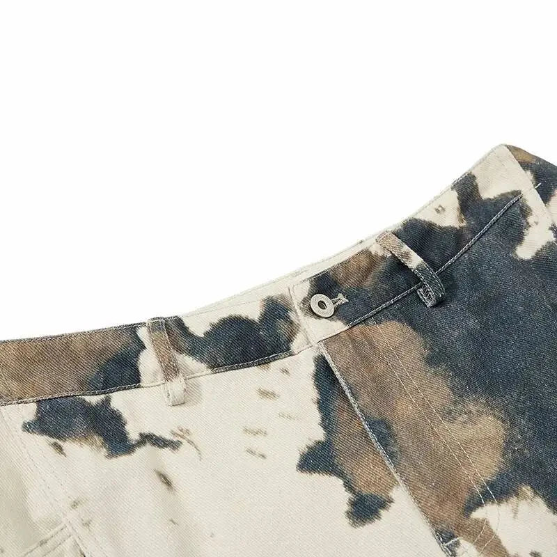 Men’s Cow Pattern Casual Pants – Loose Fit Contrast Color Curved Trousers | Spring & Autumn Streetwear