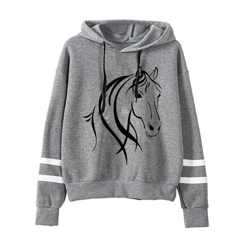 Women’s Horse Graphic Sweatshirt – Long Sleeve Pullover Sweater | High Street Casual Streetwear Fashion