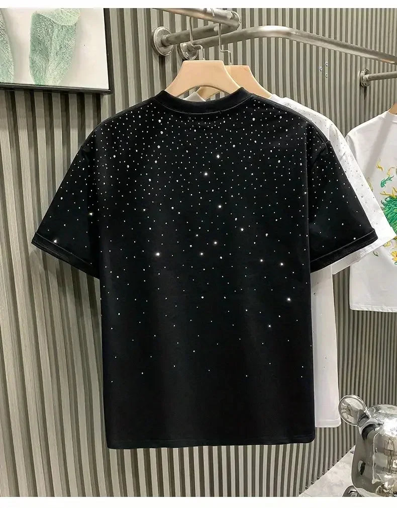 Men's Luxury Diamond Print T-Shirt – High-End Streetwear Fashion Tee