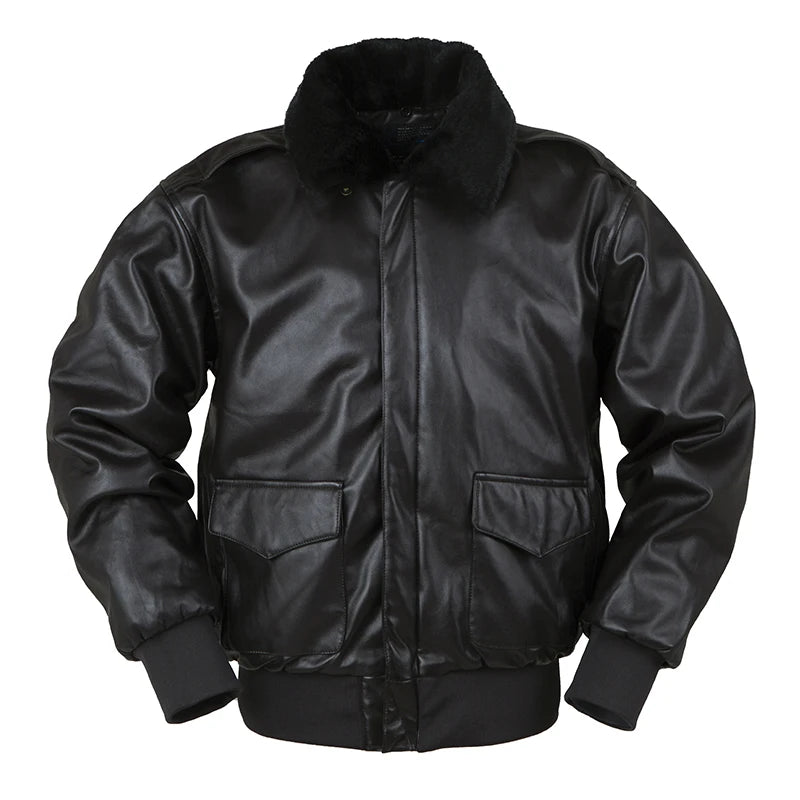Men’s PU Leather Bomber Jacket – Vintage Aviator Flight Coat | Winter Padded Motorcycle & Military-Inspired Outerwear