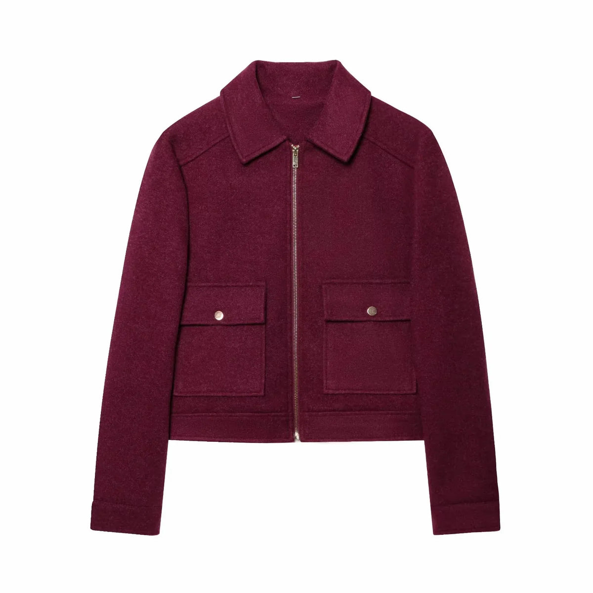 Women’s Zipper Jacket – Stylish Winter Long Sleeve Casual Coat with Pockets