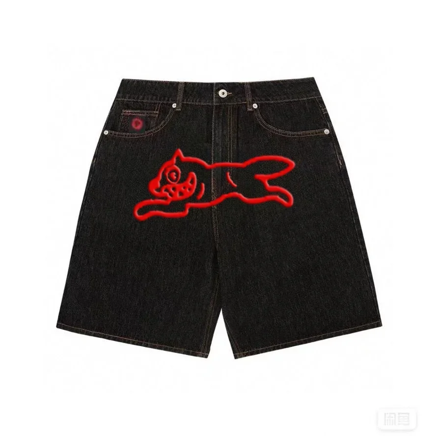 Y2K Hip-Hop Printed Denim Shorts – Harajuku Gothic Streetwear