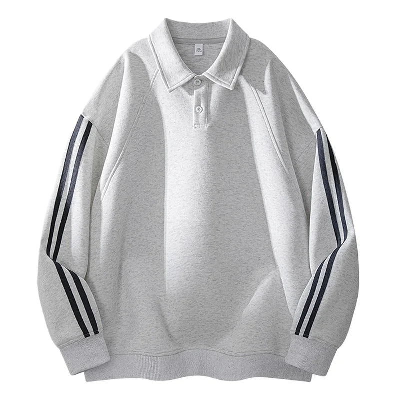 Men’s Striped Patchwork Sweatshirt – Cotton Pullover | Casual Fall Streetwear